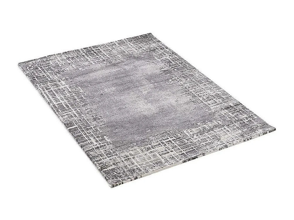 tapis salon 160x220 tissé gris clair rectangle motif géométrique LYN7 RAMAS