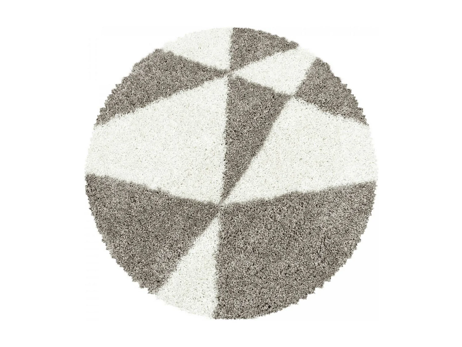 Tapis shaggy 280x370 rectangle tissé beige et crème motif géométrique