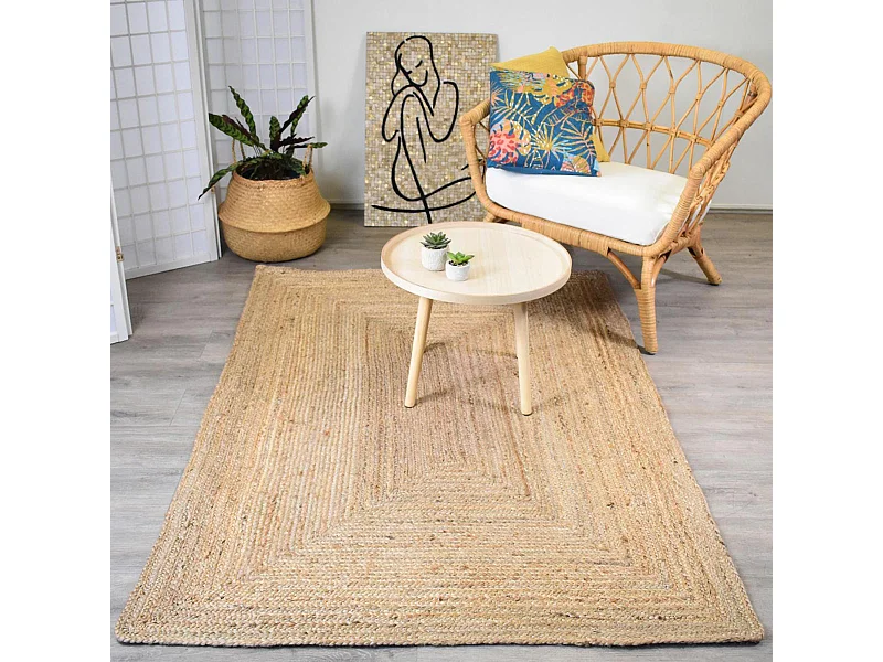 Tapis en jute 120x170 fait à la main sable NATURE