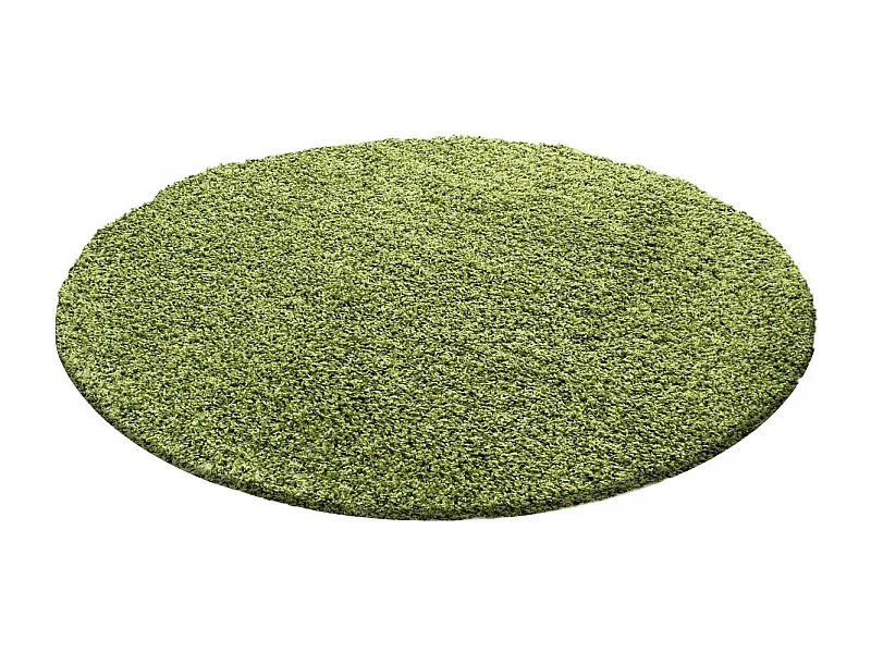 Tappeto Shaggy a pelo lungo Ø120cm tessuto rotondo verde a tinta unita UNI L