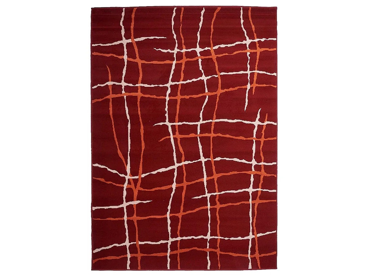 tapis chambre 80x150 tissé rouge rectangle motif abstrait LYN1 MALMO