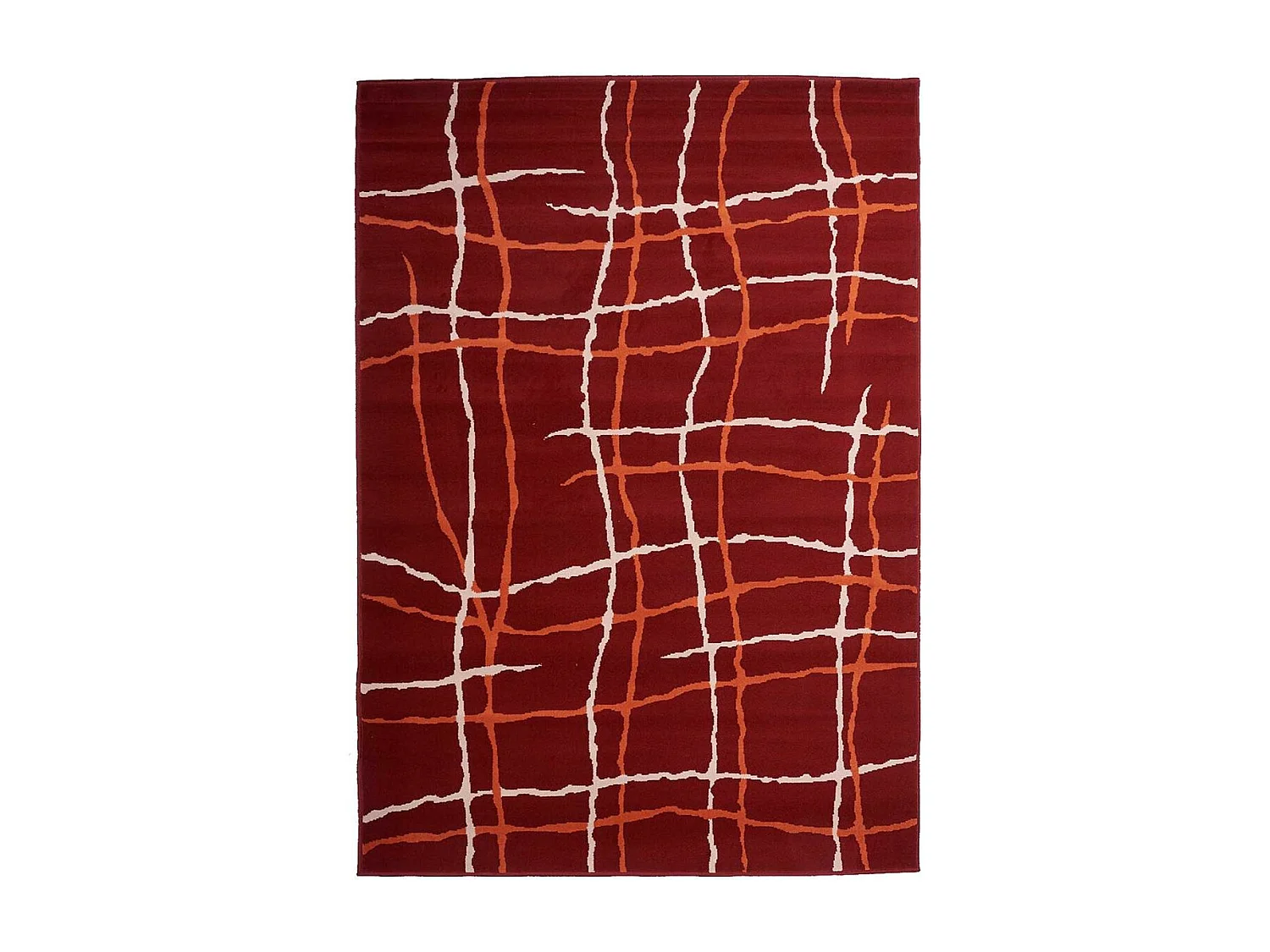 tapis chambre 80x150 tissé rouge rectangle motif abstrait LYN1 MALMO