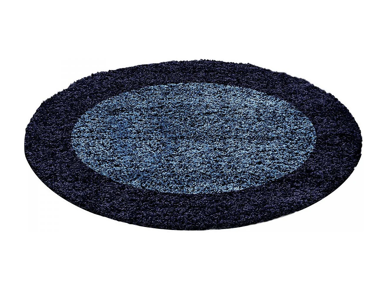 Tapis poils longs shaggy 100x200 rectangle tissé bleu et bleu foncé
