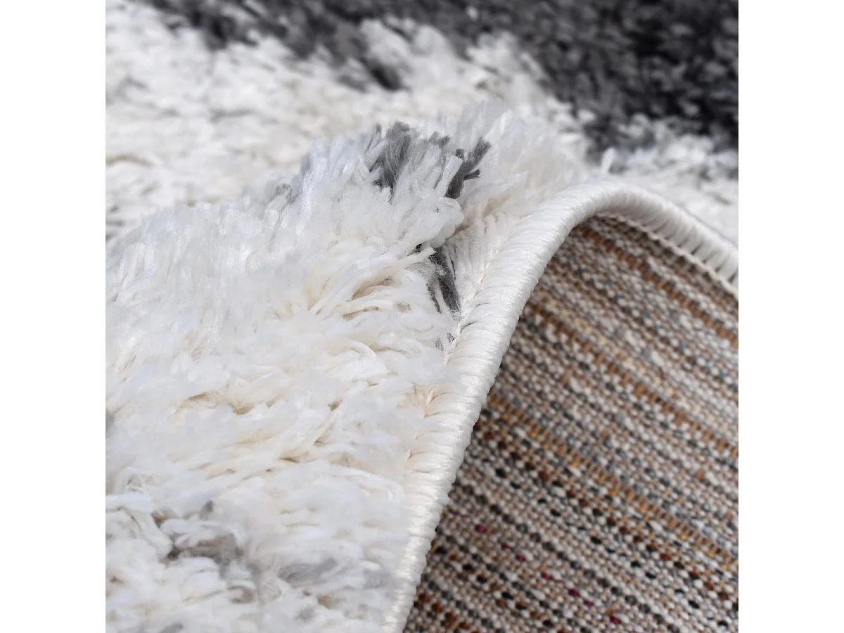 Tapis longs poils shaggy 160x220 rectangle tissé crème motif berbère LYN4 DOUX 5