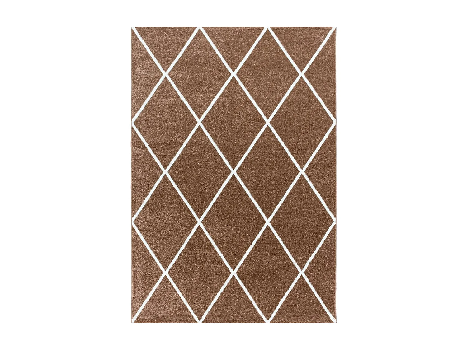 tapis salle à manger 200x290 tissé marron clair et blanc motif scandinave