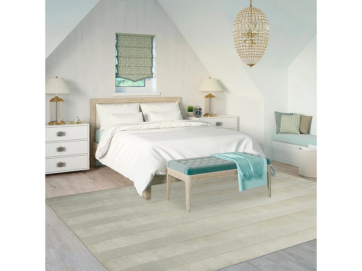 tapis chambre 160x230 fait à la main en laine beige rectangle motif uni BANDA