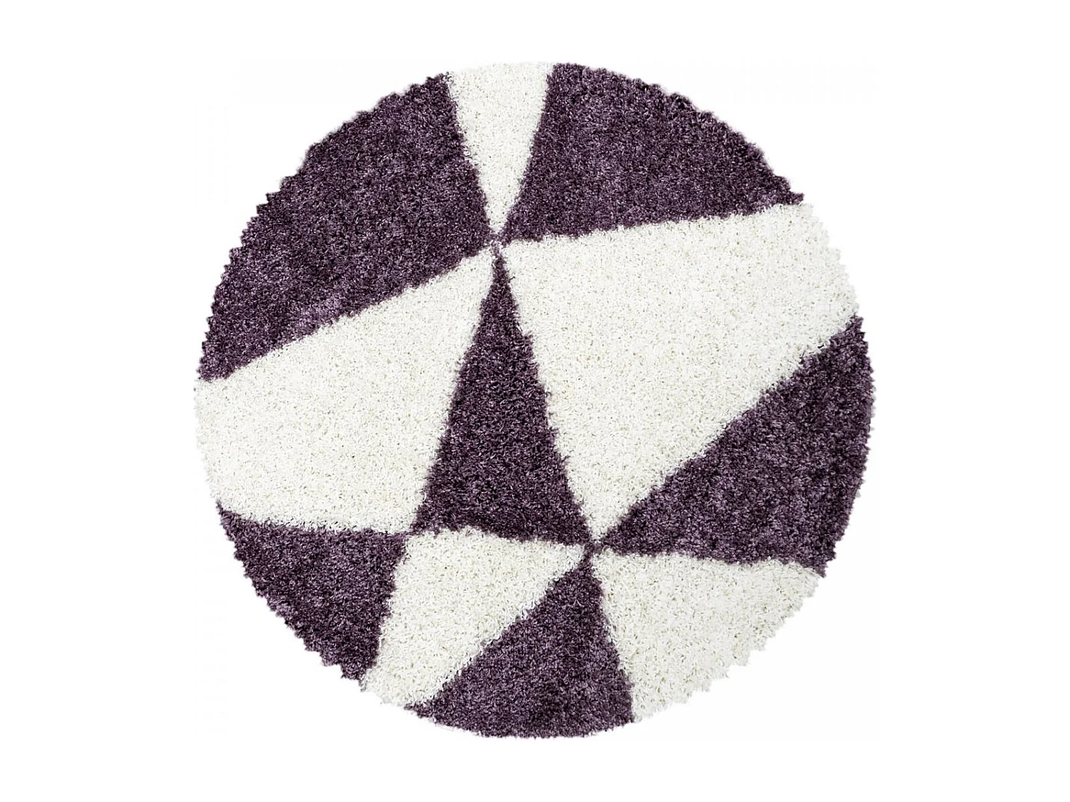 Tapis shaggy 160x230 rectangle tissé violet et crème motif géométrique