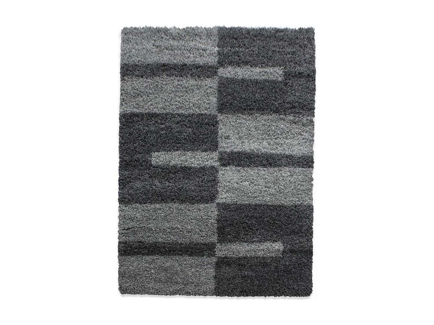 Tapis poils longs shaggy 240x340 rectangle tissé gris clair et gris foncé