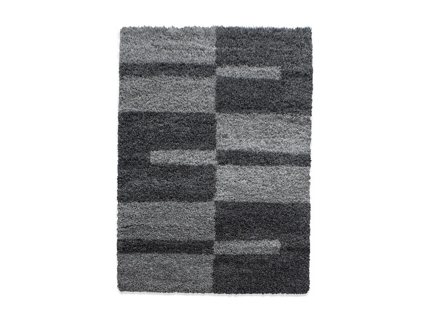 Tapis poils longs shaggy 240x340 rectangle tissé gris clair et gris foncé