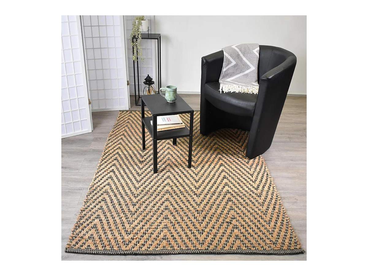 Tapis en jute 160x230 fait à la main beige JUVRON
