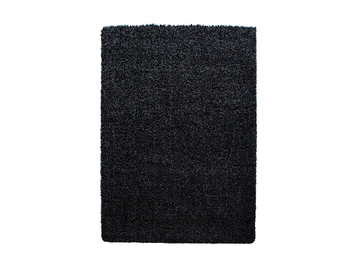 Tapis poils longs shaggy 200x290 rectangle tissé noir motif uni UNI L