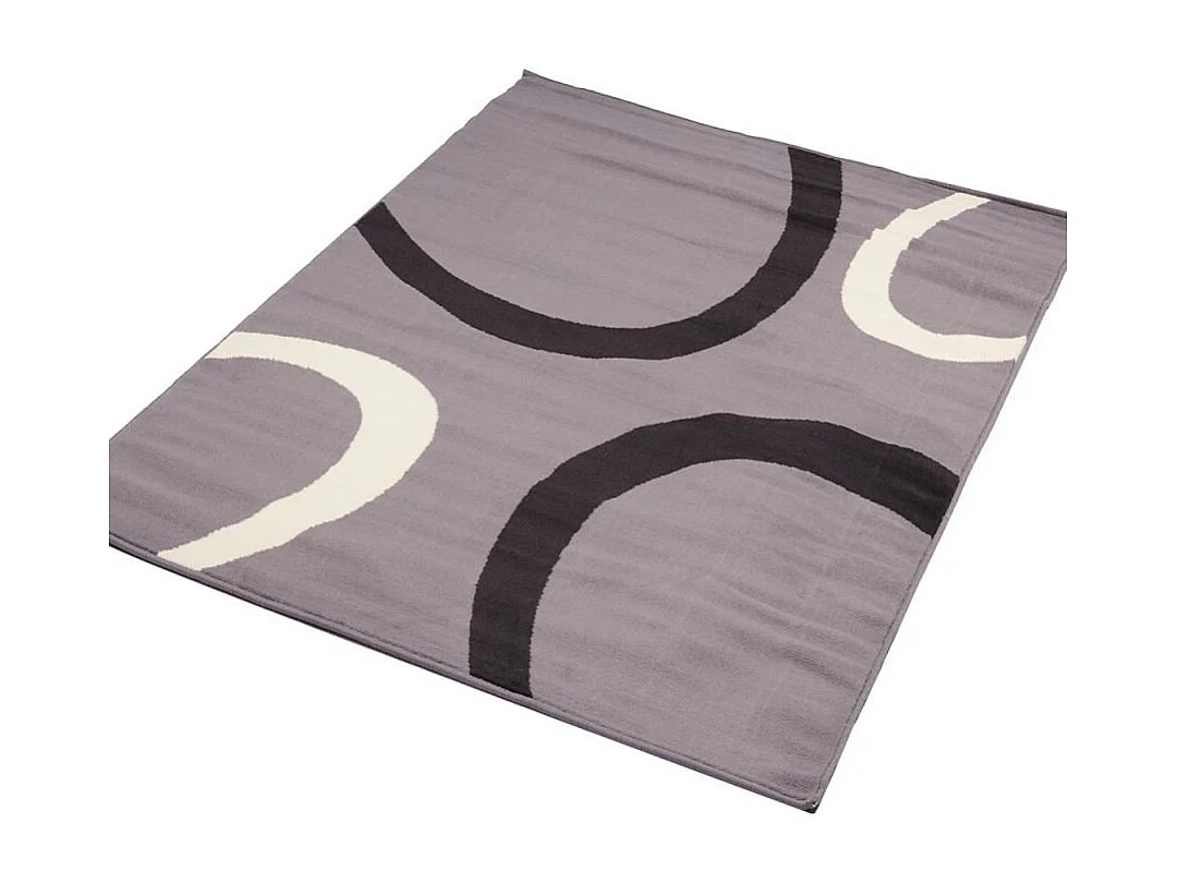 tapis chambre 60x110 tissé gris rectangle motif rond LYN1 TEMPO
