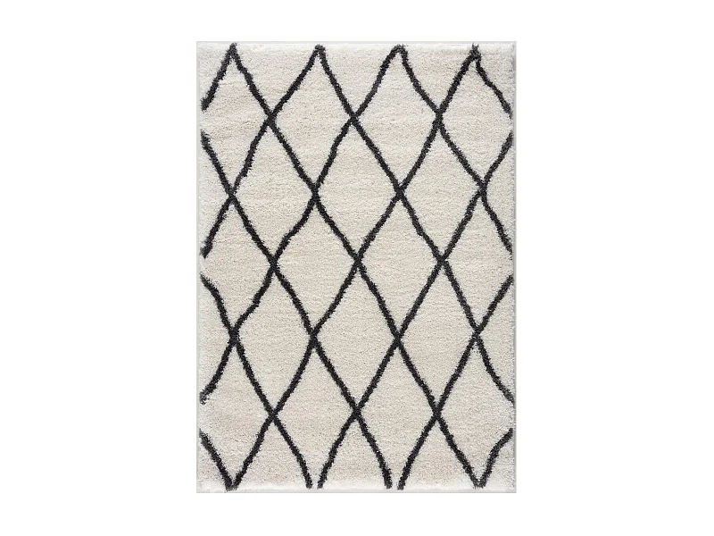 Tapis berbère 120x170 tissé motif ethnic LYN4 BENYLE A crème