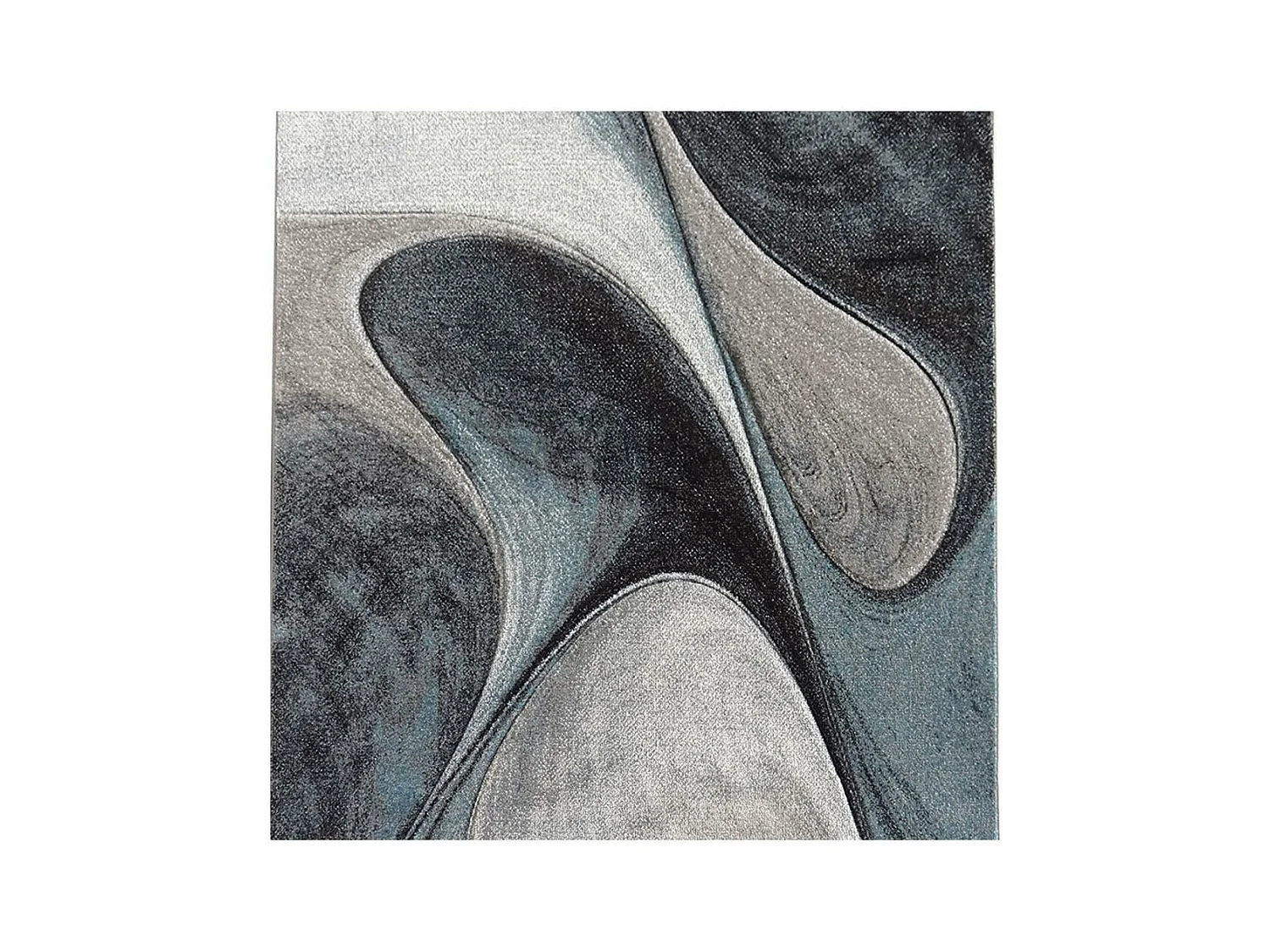 tapis salon 140x200 tissé bleu et gris rectangle motif géométrique LYN8 MADILA