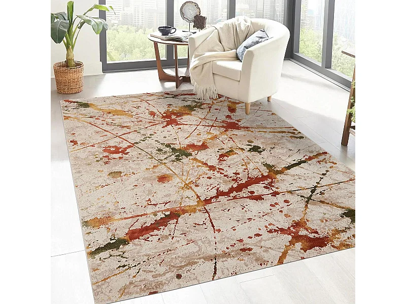 tapis entrée 60x110 tissé multicolore rectangle motif ethnique ABTRACT