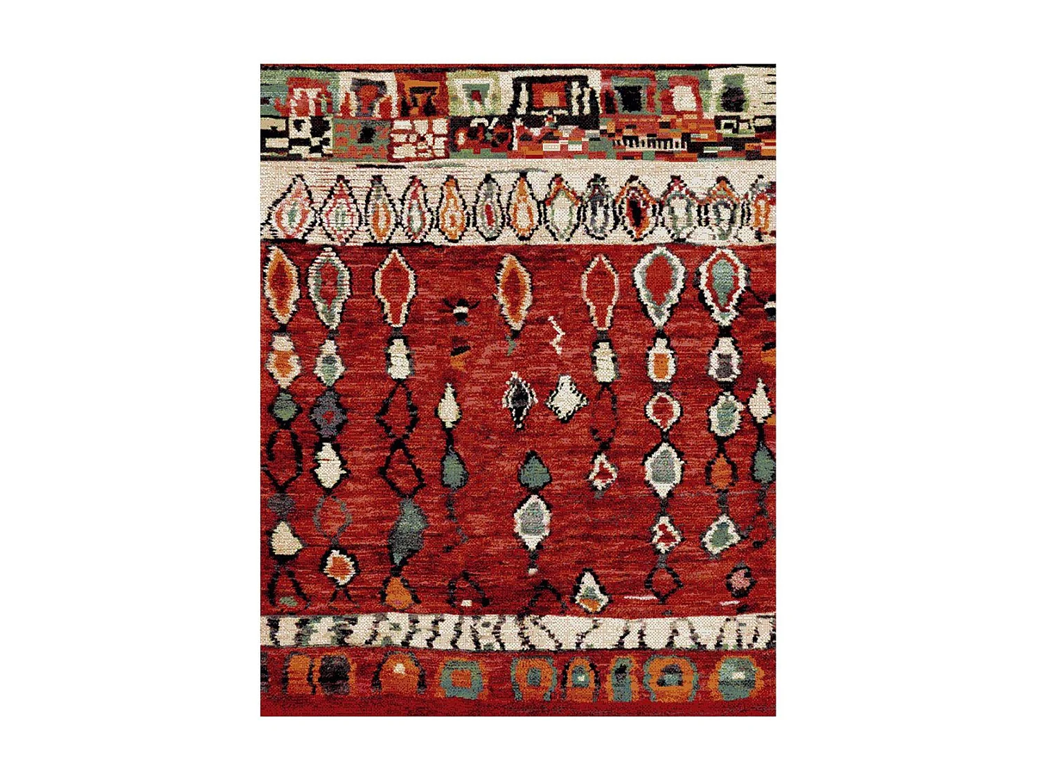 Tapis berbère 140x200 tissé motifs tribaux LYN8 MOROCO rouge