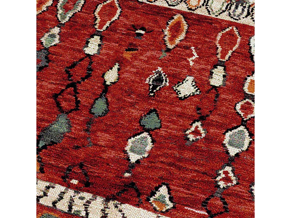 Tapis berbère 140x200 tissé motifs tribaux LYN8 MOROCO rouge