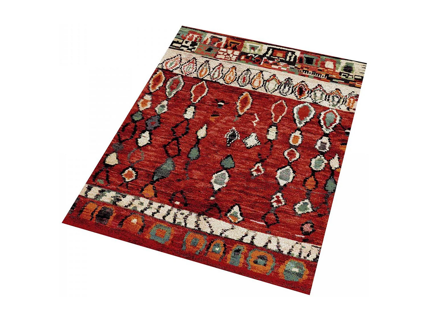 Tapis berbère 140x200 tissé motifs tribaux LYN8 MOROCO rouge