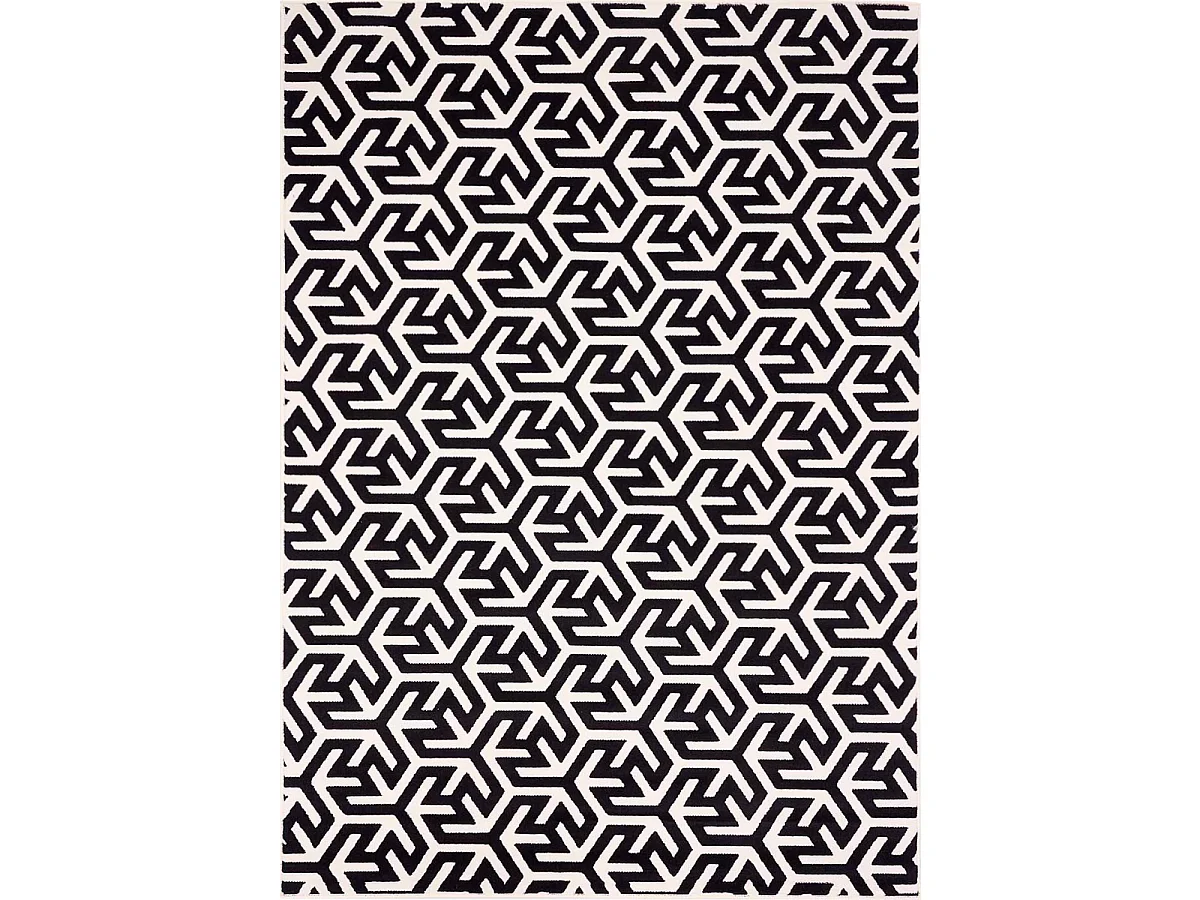 tapis chambre 60x110 tissé noir rectangle motif géométrique AF2 NICE