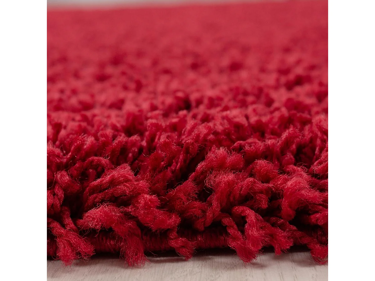 Alfombra Shaggy de pelo largo 140x200 rectangular tejida color rojo liso UNI L