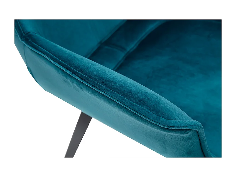 Silla moderna en terciopelo azul petróleo y patas metal negro VOLO