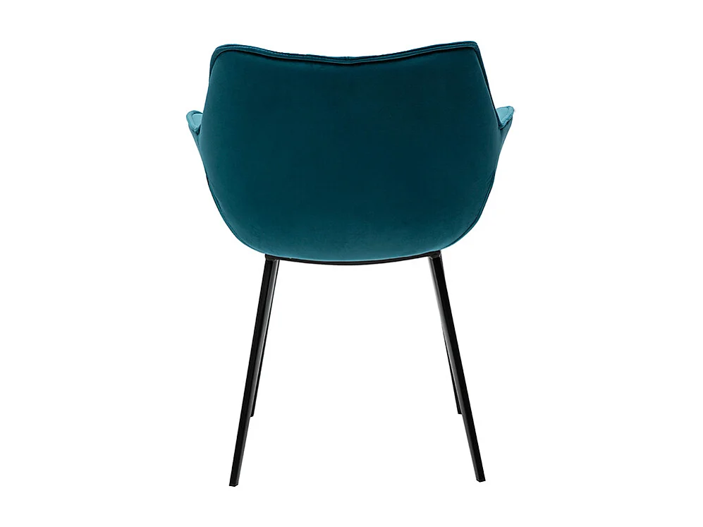 Chaise design en tissu velours bleu pétrole et métal noir VOLO