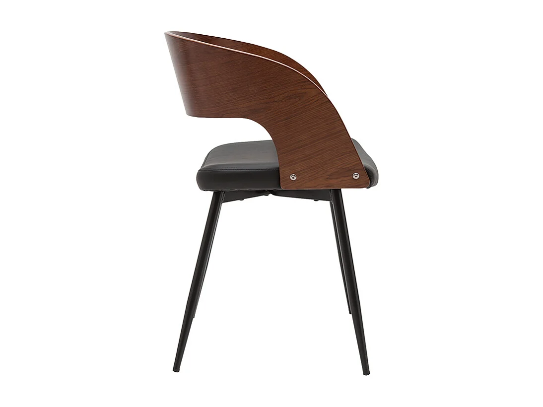 Set de 2 sillas de diseño de nogal oscuro con asiento y metal negro RIFF