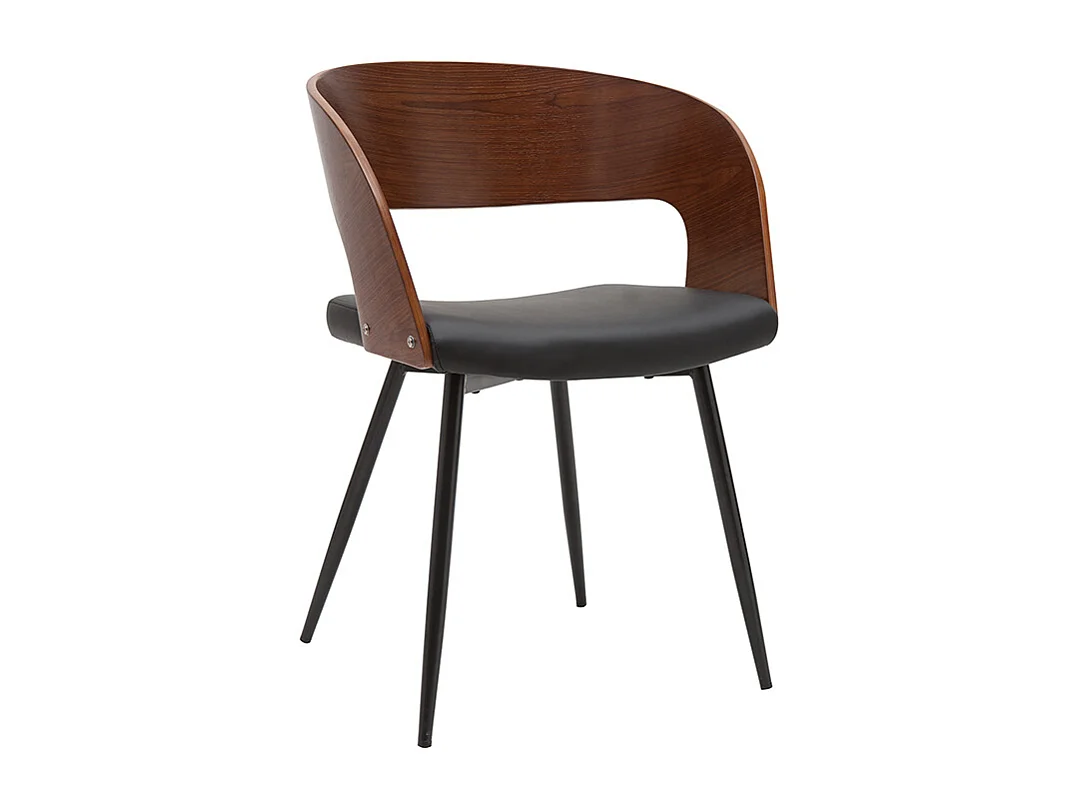 Set de 2 sillas de diseño de nogal oscuro con asiento y metal negro RIFF