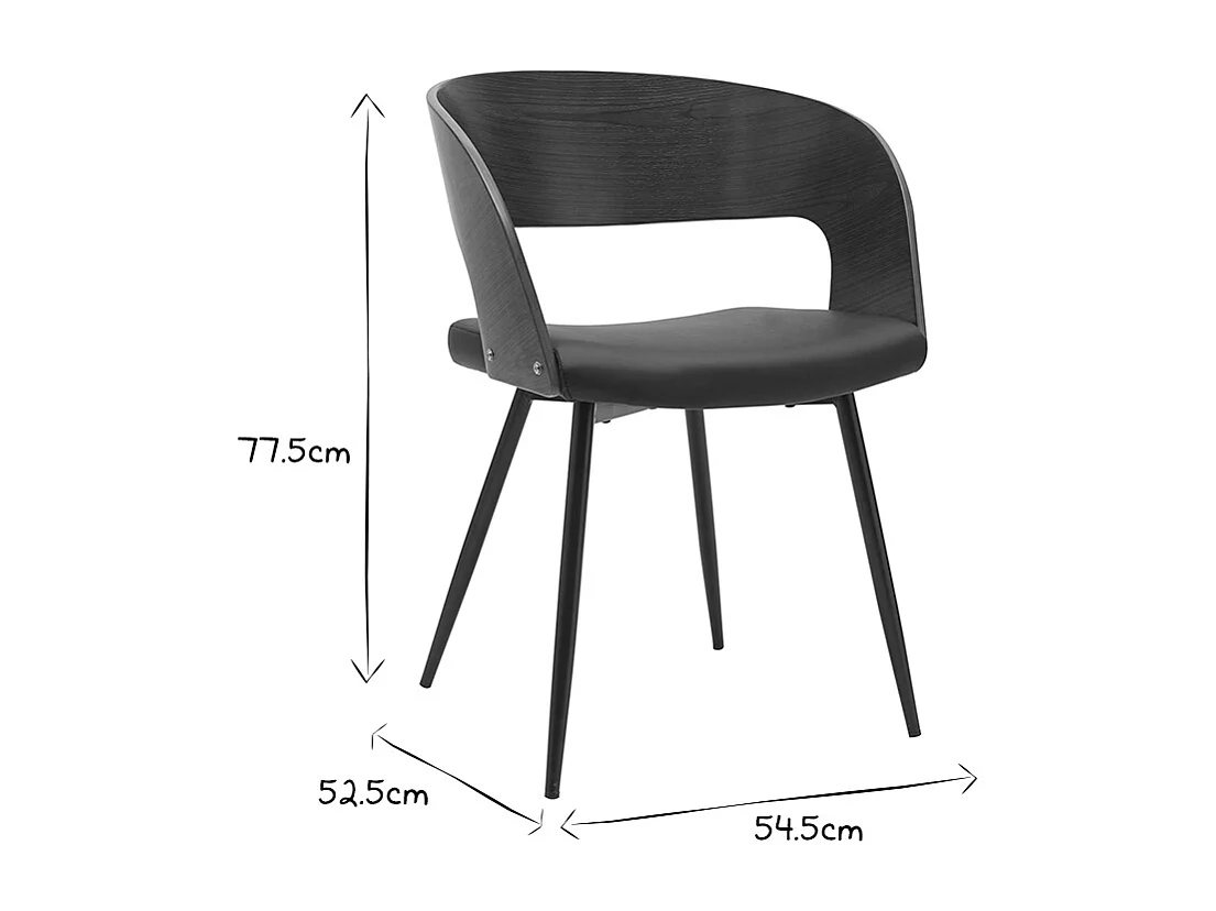 Set de 2 sillas de diseño de nogal oscuro con asiento y metal negro RIFF