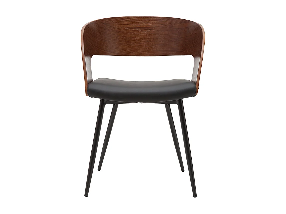 Sedie design legno scuro noce, sedute e metallo nero (set di 2) RIFF