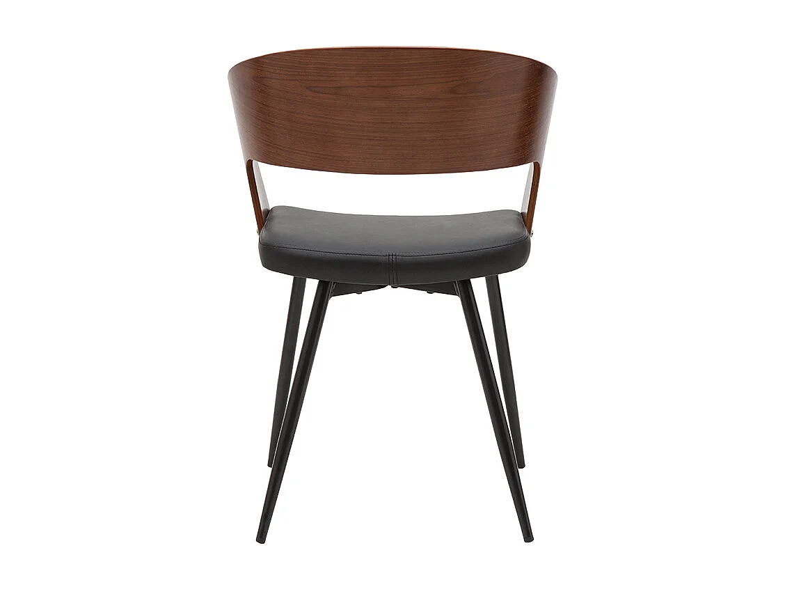 Sedie design legno scuro noce, sedute e metallo nero (set di 2) RIFF