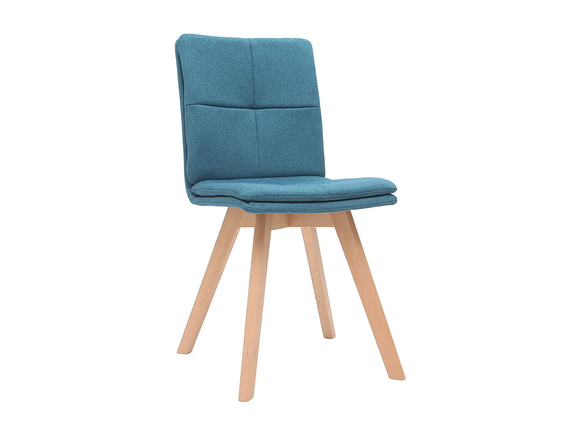 2er-Set Stühle skandinavisch blauer Stoff mit hellen Holzbeinen THEA