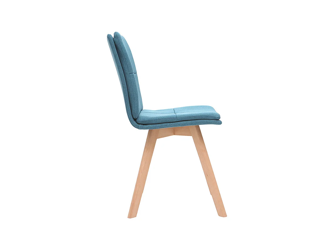 2er-Set Stühle skandinavisch blauer Stoff mit hellen Holzbeinen THEA