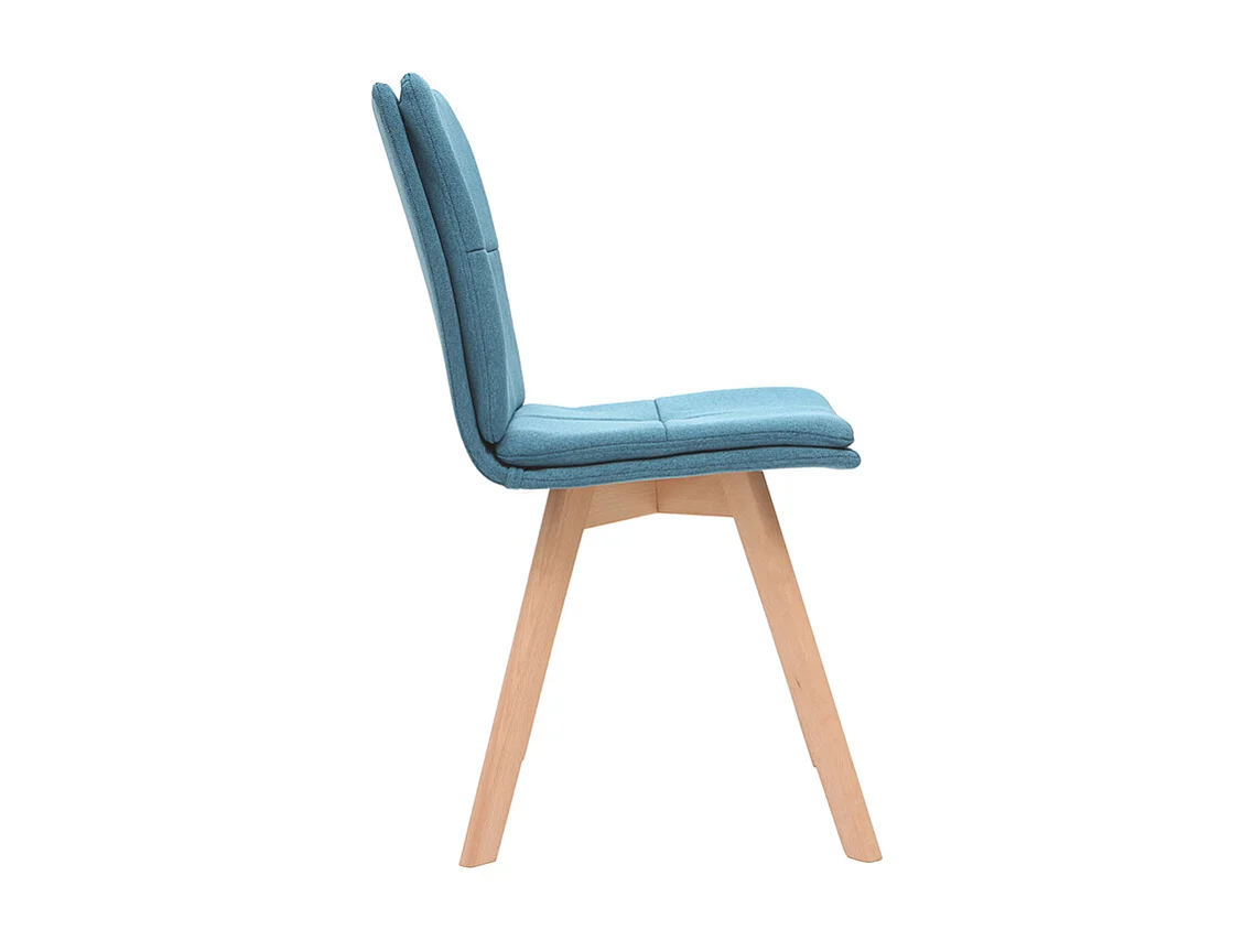 2er-Set Stühle skandinavisch blauer Stoff mit hellen Holzbeinen THEA