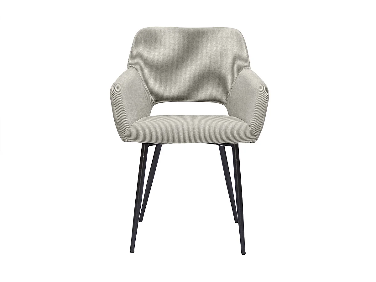 Chaises en tissu velours côtelé taupe et métal noir (lot de 2) LAURETTE