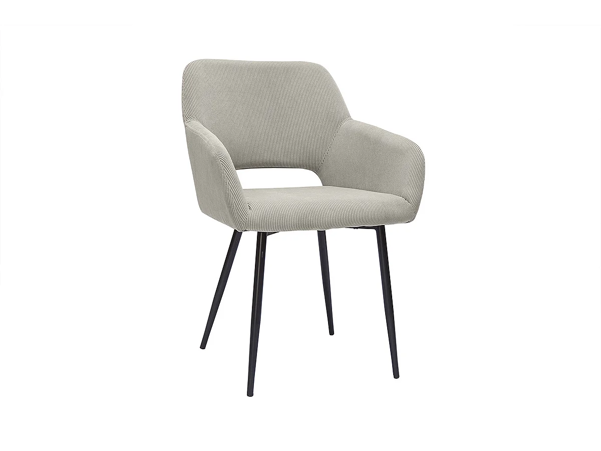 Chaises en tissu velours côtelé taupe et métal noir (lot de 2) LAURETTE