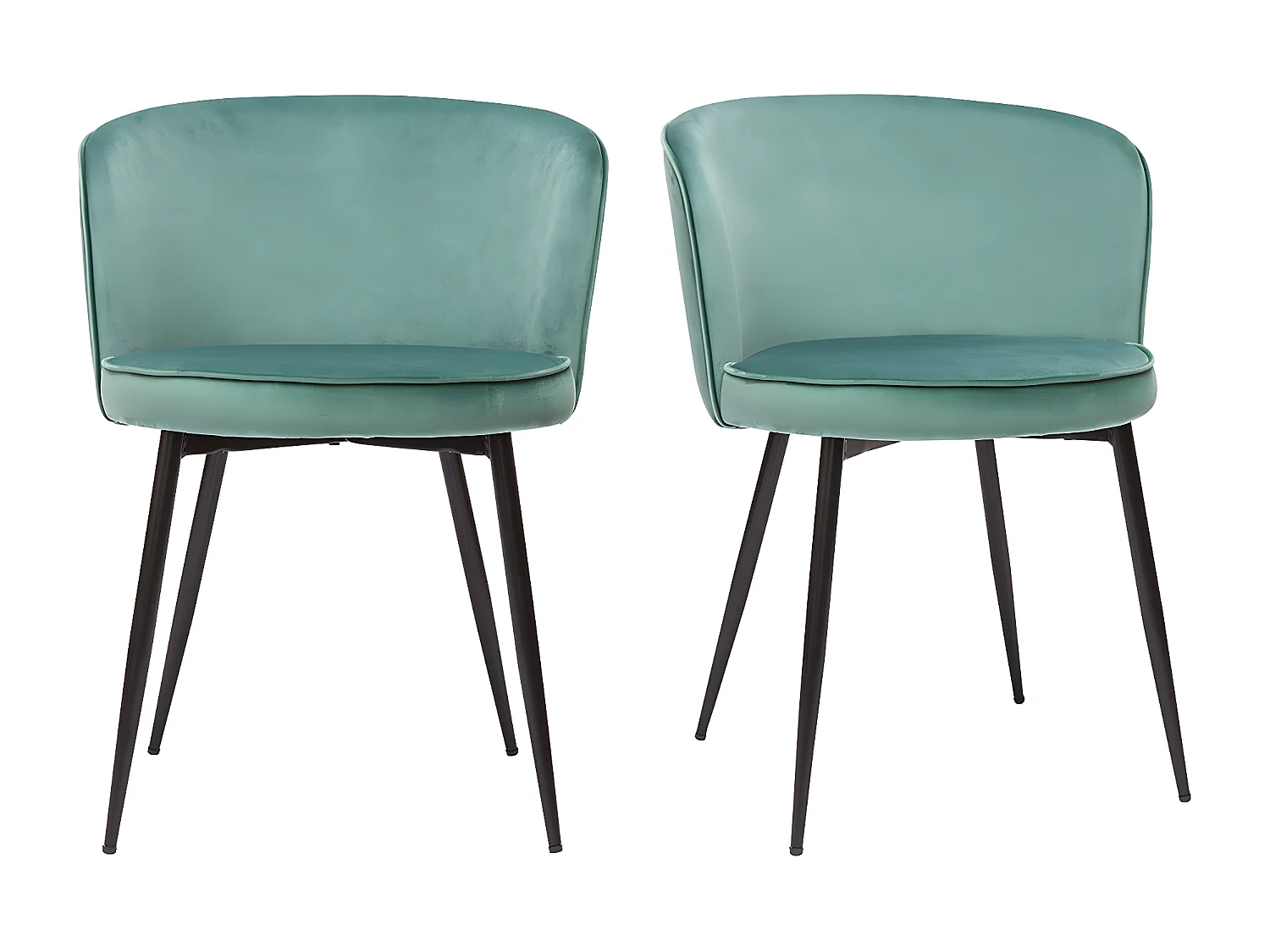 Chaises design en tissu velours vert céladon et métal noir (lot de 2) SERIF