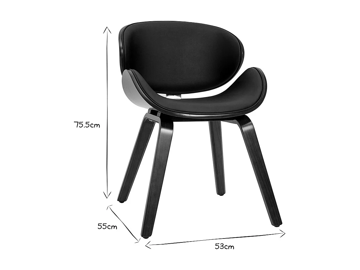 Silla de diseño negra y madera oscura WALNUT