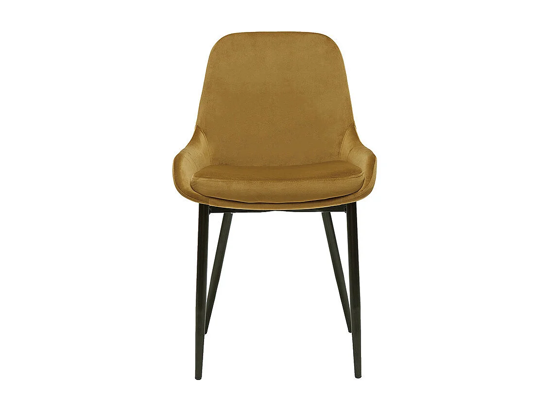 Chaises design en tissu velours bronze et métal noir (lot de 2) HOLO