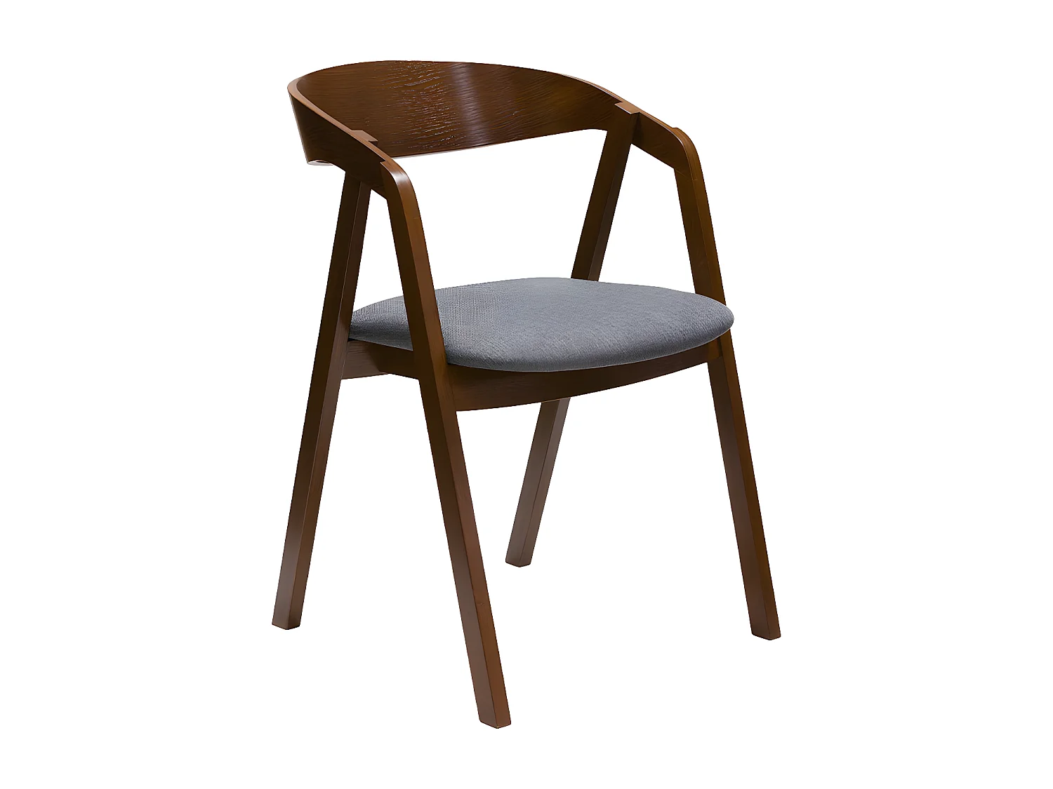 Vintage-Stühle Massivholz nussbaumfarben gebeizt und grauer Stoff (2er-Set) LOVA