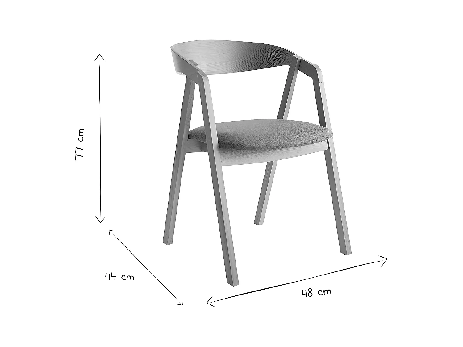 Vintage-Stühle Massivholz nussbaumfarben gebeizt und grauer Stoff (2er-Set) LOVA