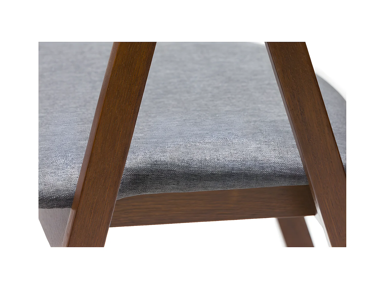 Set de 2 sillas vintage de madera maciza teñida de nogal y tela gris LOVA