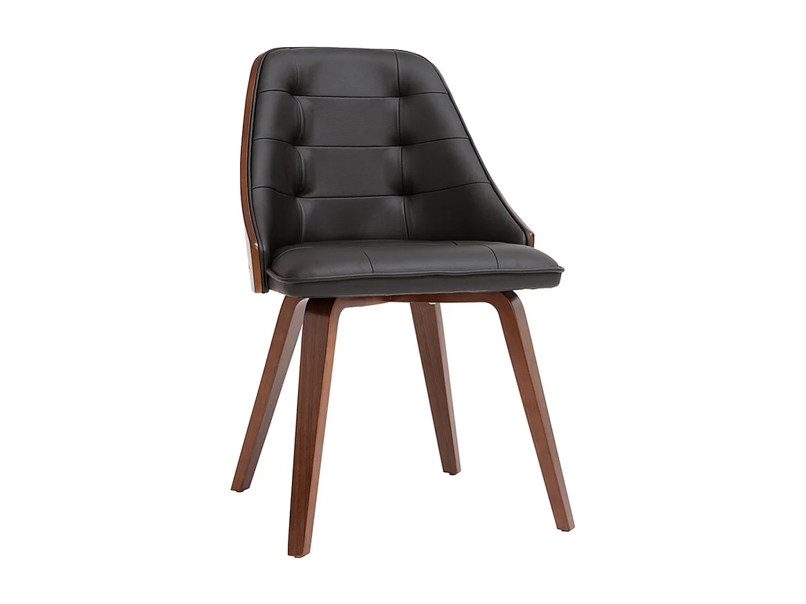 Chaise design noir et bois foncé noyer FLUFFY