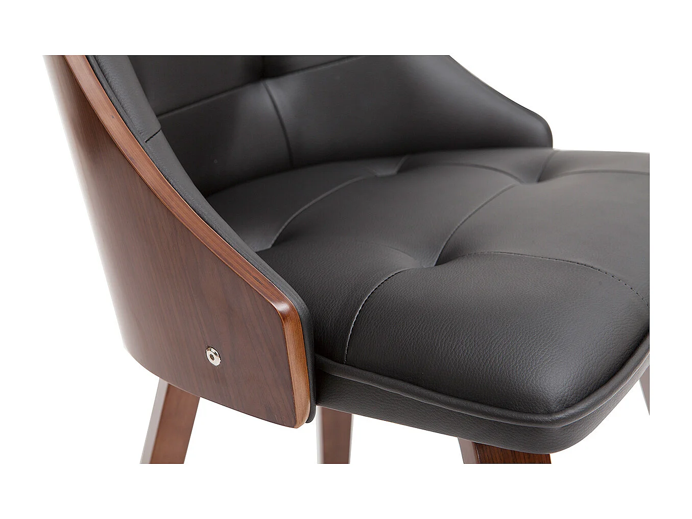 Chaise design noir et bois foncé noyer FLUFFY