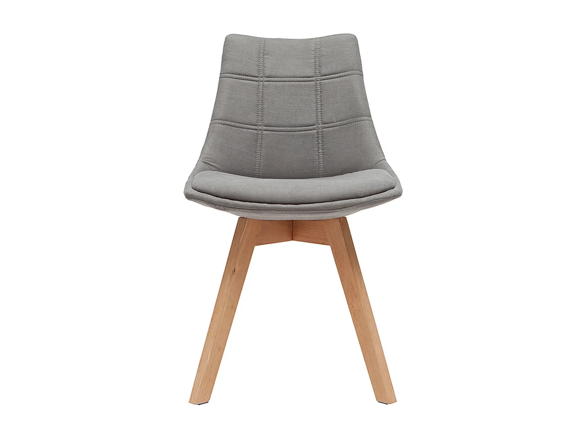 Lote de 2 sillas diseño nórdico madera y tejido gris MATILDE