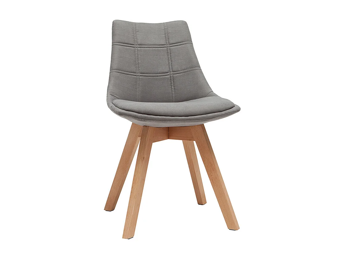 Lote de 2 sillas diseño nórdico madera y tejido gris MATILDE