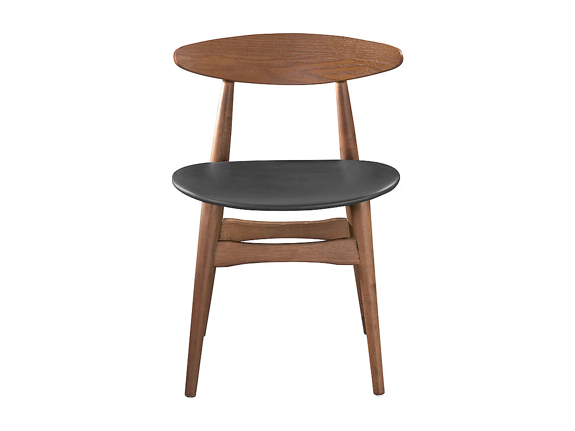 Silla madera oscura y PU negro escandinavo japonés (lote de 2) WALFORD