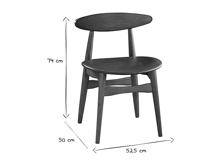 Silla madera oscura y PU negro escandinavo japonés (lote de 2) WALFORD