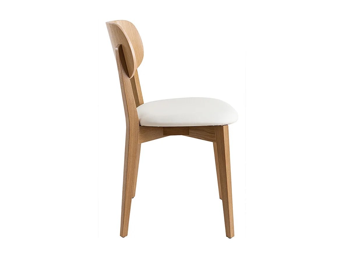 Sillas vintage roble y asiento blanco (lote de 2) LUCIA