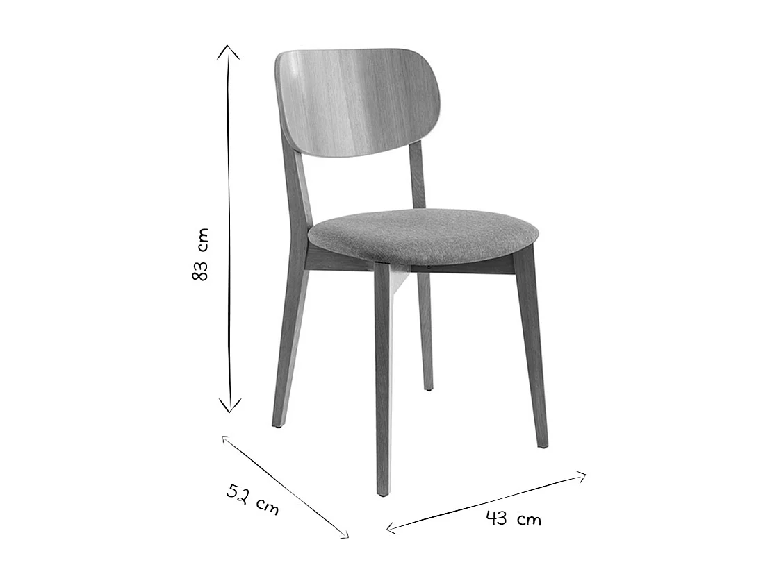Sillas vintage roble y asiento blanco (lote de 2) LUCIA